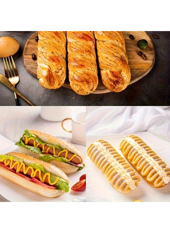 Silver Hot Dog Shaped Non Stick Aluminum Baking Tray Bread Cake Molds 2Pcs Oven Safe - Image 3