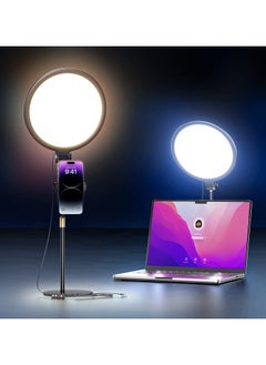 XiuWoo 10.5 inch Ring Light with Stand, Newest Full-Screen 10x Lighting Area, Adjustable Brightness Photography Light, Computer Desk Ring Light with Phone Holder for Live Streaming Video Call  - Image 1