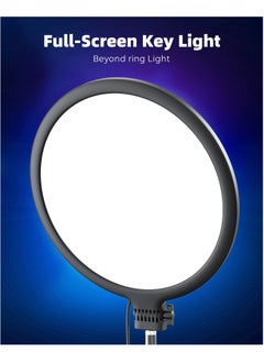 XiuWoo 10.5 inch Ring Light with Stand, Newest Full-Screen 10x Lighting Area, Adjustable Brightness Photography Light, Computer Desk Ring Light with Phone Holder for Live Streaming Video Call  - Image 2