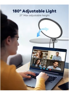 XiuWoo 10.5 inch Ring Light with Stand, Newest Full-Screen 10x Lighting Area, Adjustable Brightness Photography Light, Computer Desk Ring Light with Phone Holder for Live Streaming Video Call  - Image 4