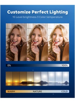 XiuWoo 10.5 inch Ring Light with Stand, Newest Full-Screen 10x Lighting Area, Adjustable Brightness Photography Light, Computer Desk Ring Light with Phone Holder for Live Streaming Video Call  - Image 5