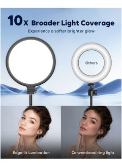 XiuWoo 10.5 inch Ring Light with Stand, Newest Full-Screen 10x Lighting Area, Adjustable Brightness Photography Light, Computer Desk Ring Light with Phone Holder for Live Streaming Video Call  - Image 3