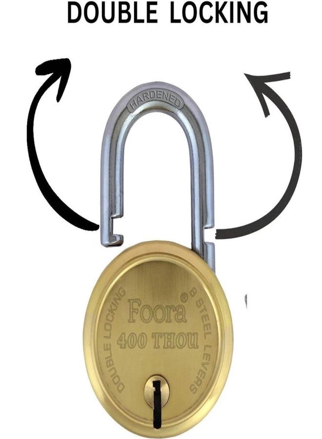 Foora 5 Keys 400 Thou Gold 65mm Padlock, 8 Lever Double Locking System, Hardened Shackle, Gold Finish Lock for Door, Gate & Shop Security - Image 2