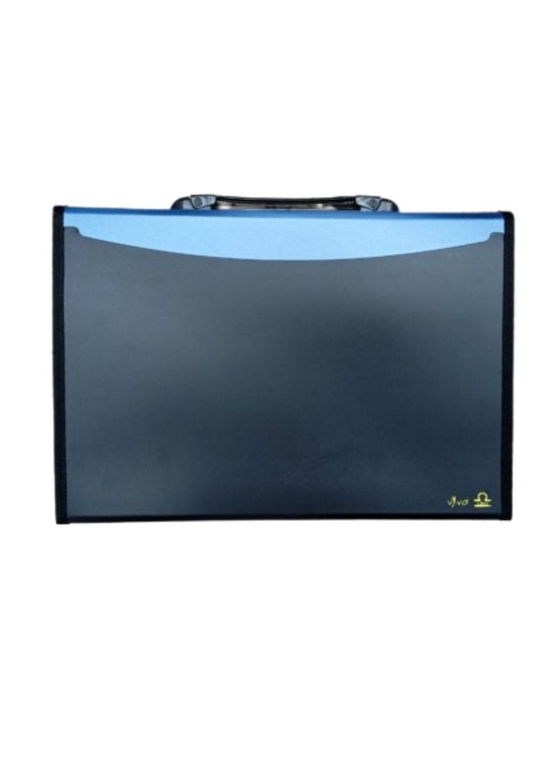 Libra 13 Pocket Expending File W/Handle Full Scape Metallic Opaque Blue/Black - Image 2