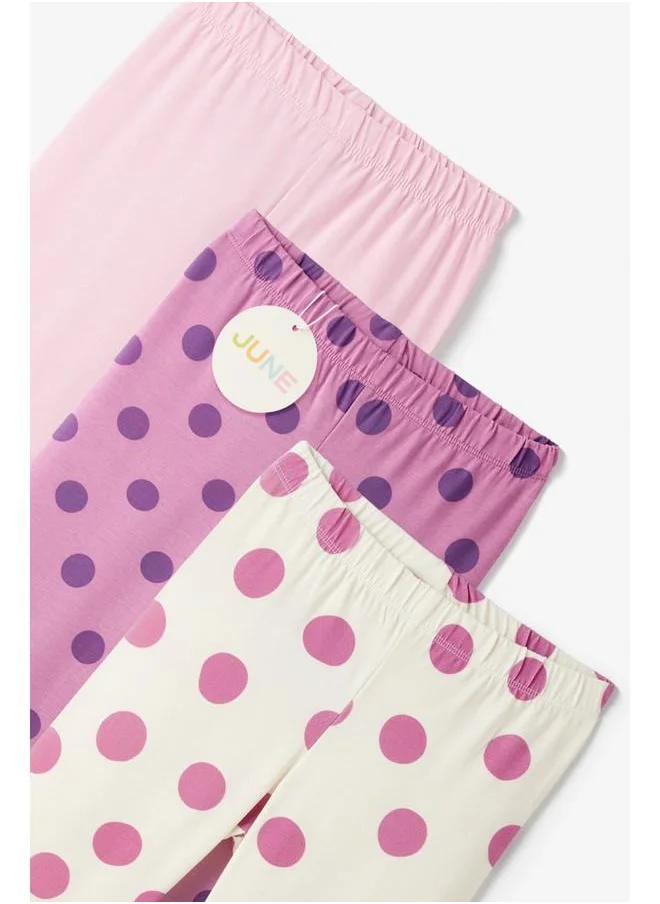 JUNE June Girls 3-Pack Tight Ecru - Lilac - Pink
