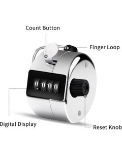 SYOSI Metal Hand Tally Counter, 4 Digit Lap Counter Clicker, Manual Mechanical Handheld Pitch Click Counter with Finger Ring for School Golf, Knitting Row Croche, Sport and Other Event, 3 Pcs  - Image 3