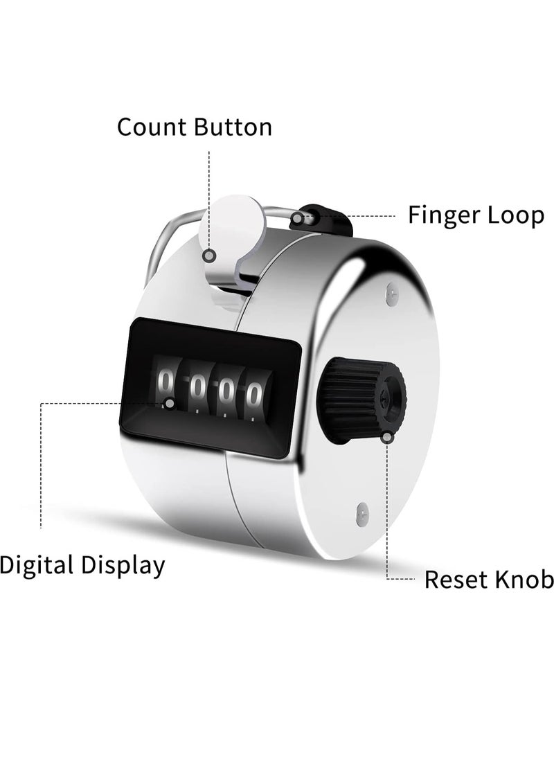 SYOSI - Metal Hand Tally Counter, 4 Digit Lap Counter Clicker, Manual Mechanical Handheld Pitch Click Counter with Finger Ring for School Golf, Knitting Row Croche, Sport and Other Event, 3 Pcs - Image 1