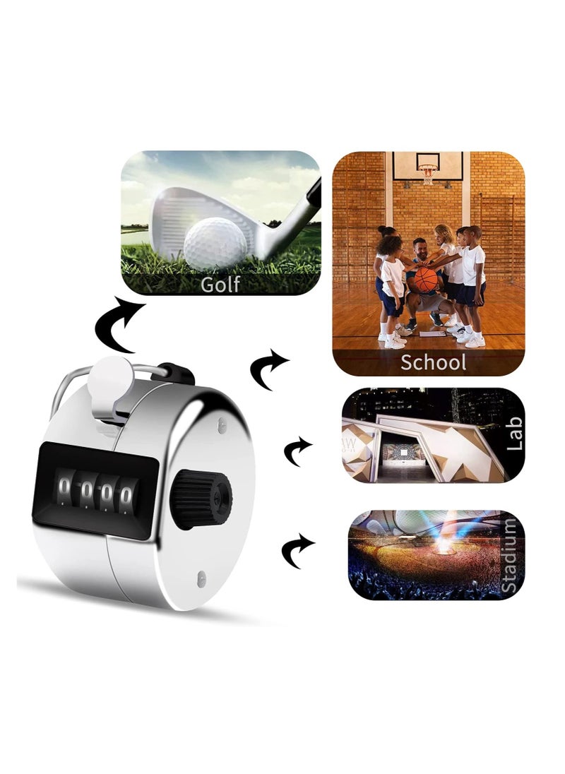 SYOSI - Metal Hand Tally Counter, 4 Digit Lap Counter Clicker, Manual Mechanical Handheld Pitch Click Counter with Finger Ring for School Golf, Knitting Row Croche, Sport and Other Event, 3 Pcs - Image 1
