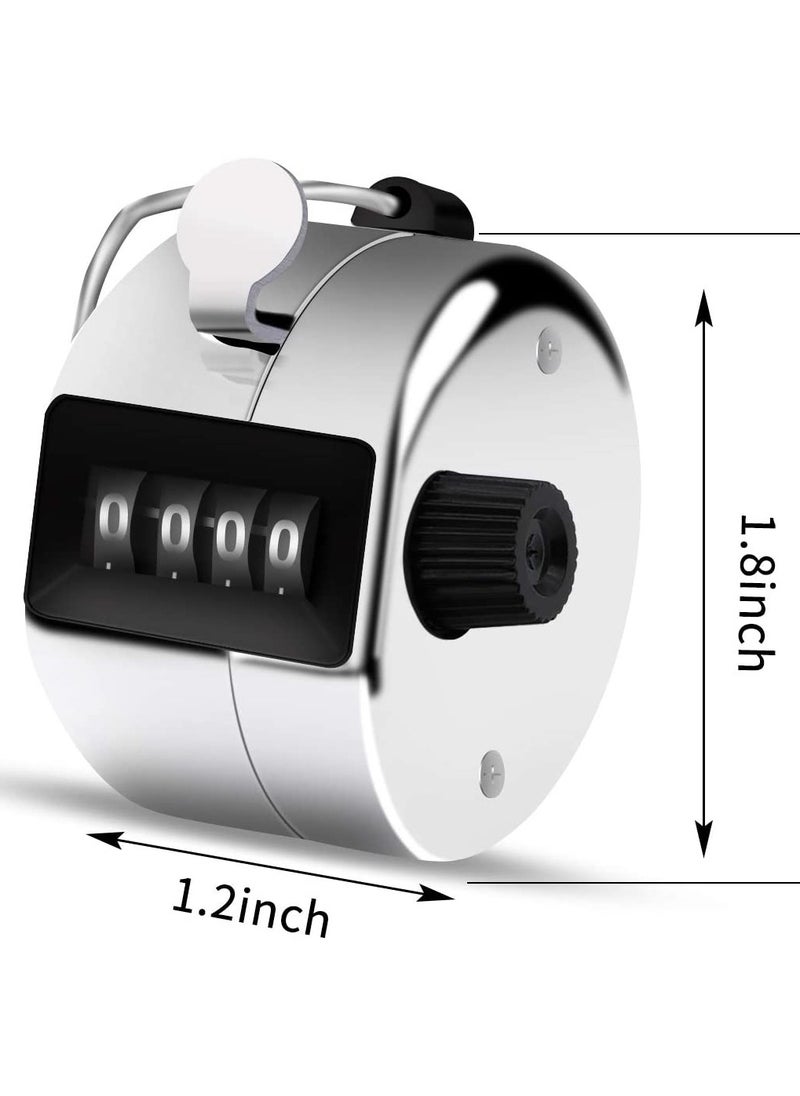 SYOSI - Metal Hand Tally Counter, 4 Digit Lap Counter Clicker, Manual Mechanical Handheld Pitch Click Counter with Finger Ring for School Golf, Knitting Row Croche, Sport and Other Event, 3 Pcs - Image 1