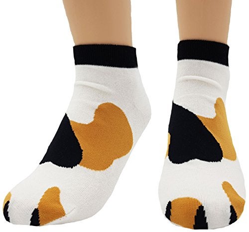 JJMax Women's Cute Kitty Cat Paws Socks with Paw Prints on Toes, Ankle 4 Pair Set, One Size,Ankle 4 Pair Set,One Size - Image 3