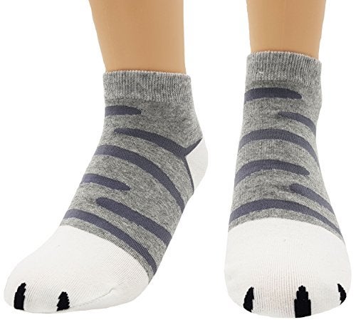 JJMax Women's Cute Kitty Cat Paws Socks with Paw Prints on Toes, Ankle 4 Pair Set, One Size,Ankle 4 Pair Set,One Size - Image 2
