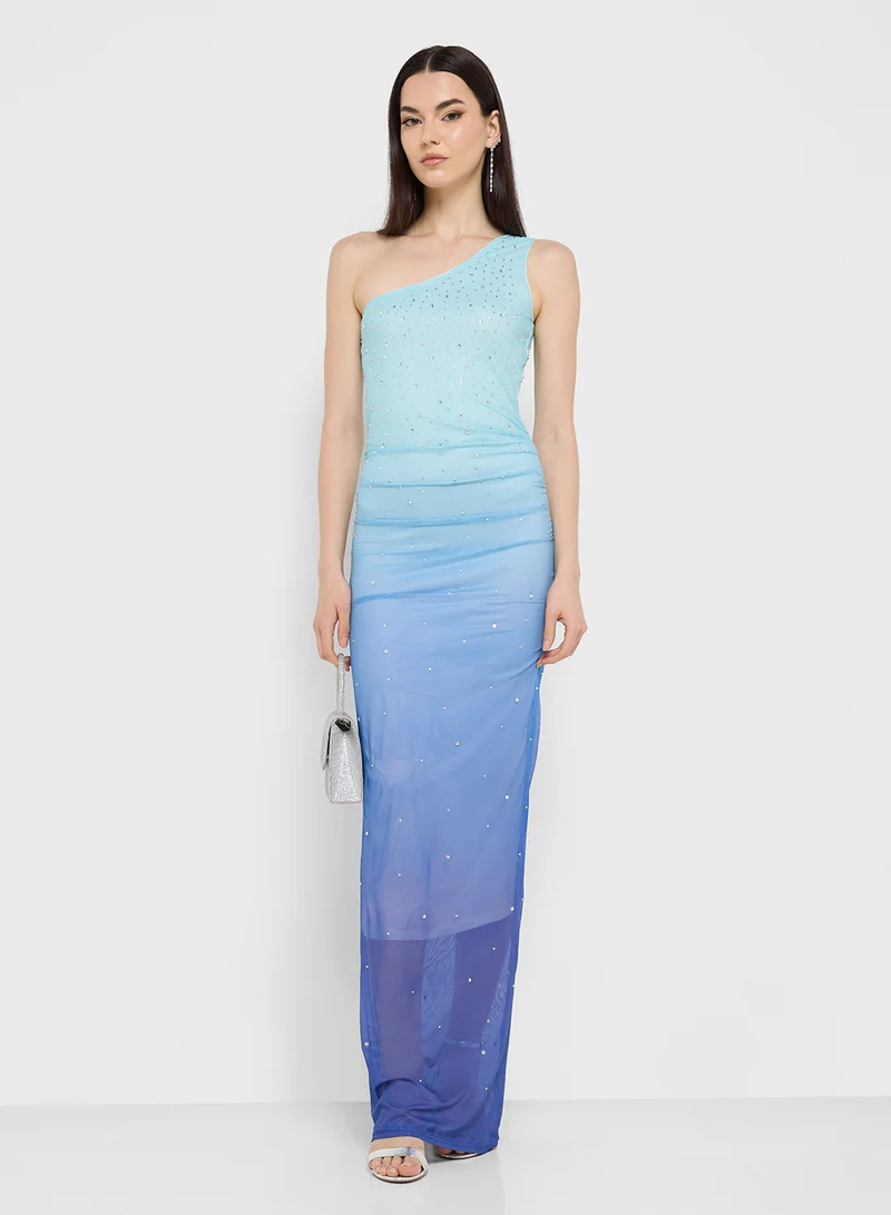 جينجر Ombre One-Shoulder Dress