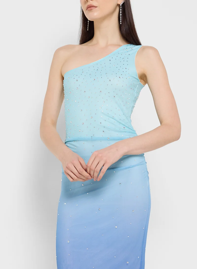 جينجر Ombre One-Shoulder Dress