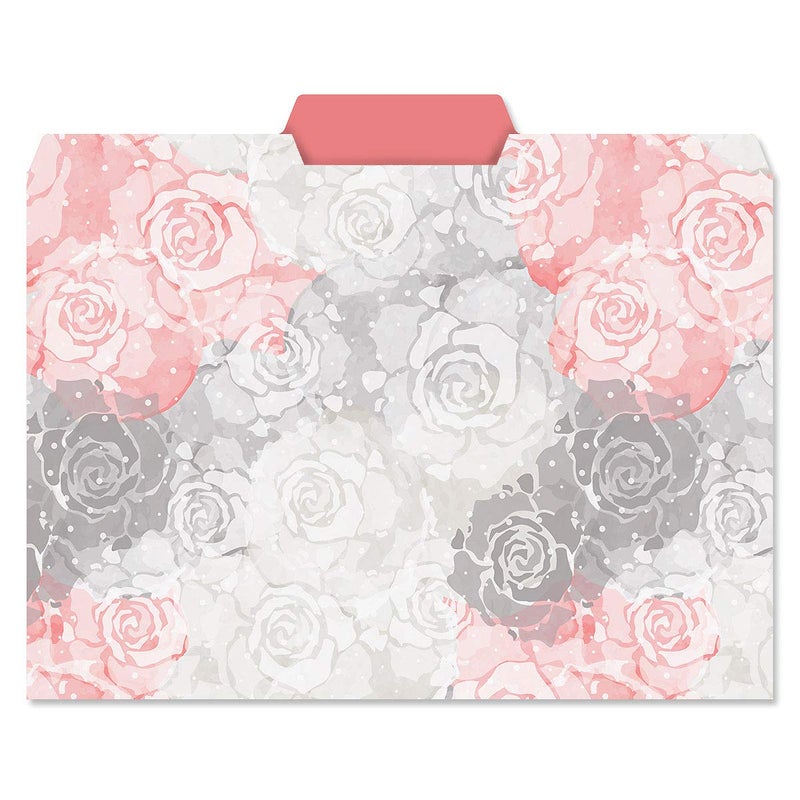 Current Charcoal & Coral File Folders Value Pack - Bulk Set of 24, 6 Pretty Decorative Designs, 1/3 Cut Tabs, Heavy-Duty Paper Stock, Office Supplies for Home & Work, 9-Â½â€ x 11-Â¾â€ Letter Size - Image 4