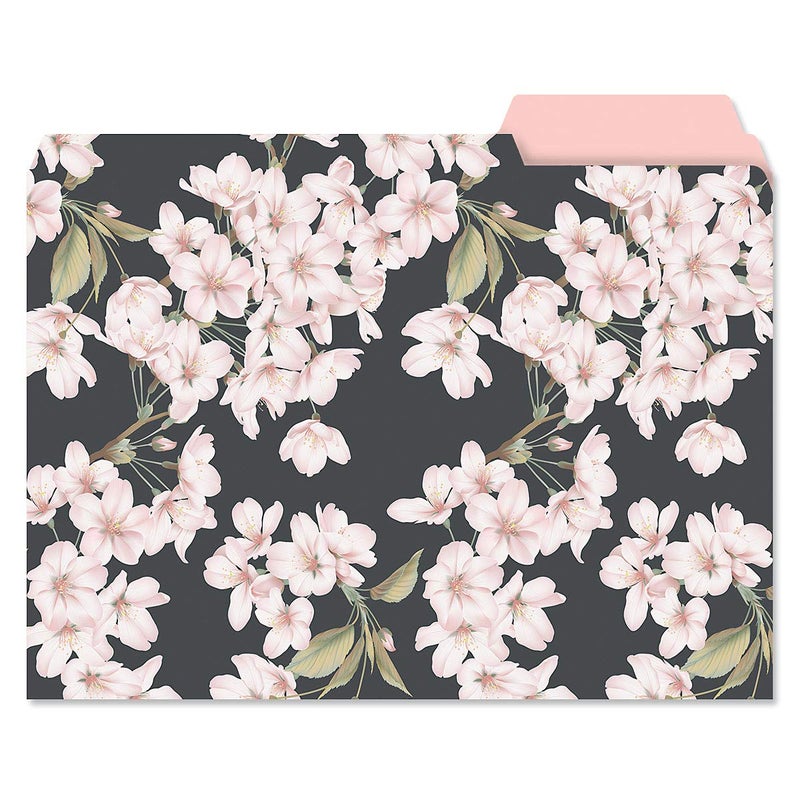 Current Charcoal & Coral File Folders Value Pack - Bulk Set of 24, 6 Pretty Decorative Designs, 1/3 Cut Tabs, Heavy-Duty Paper Stock, Office Supplies for Home & Work, 9-Â½â€ x 11-Â¾â€ Letter Size - Image 5