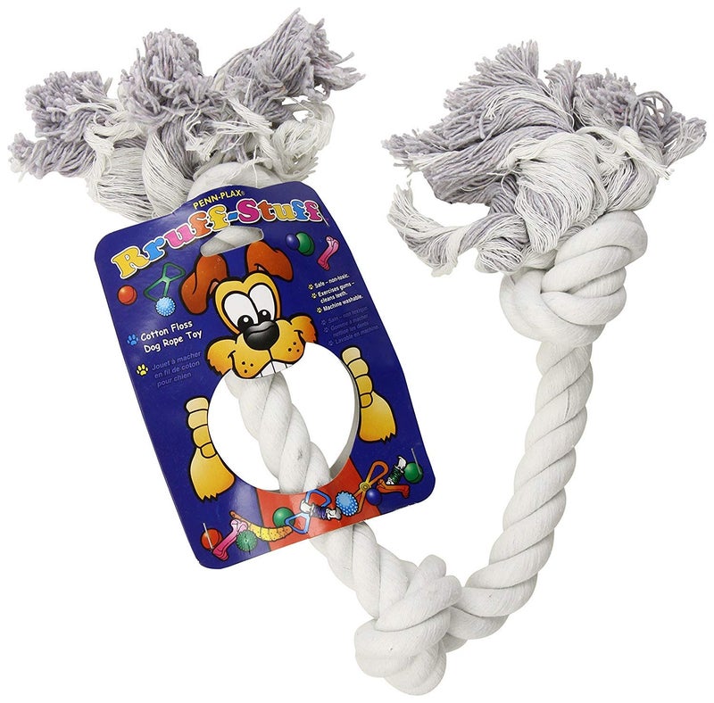 Penn Plax PennPlax 3Knot Dog Rope Toy Ruff Large Great Exercise for Teeth and Gums Hours of Playtime Fun White 25 14 Inch RF32