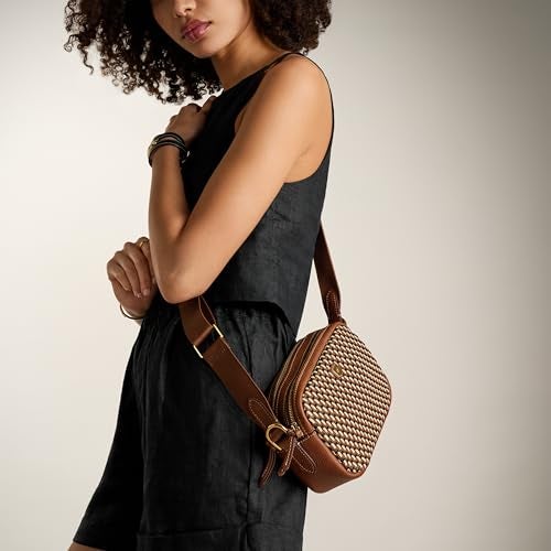 Fossil Women's Danni Leather Crossbody Bag, Neutral Woven - Image 5
