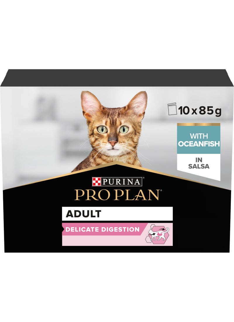Purina Pro Plan Delicate Wet Cat Food Oceanfish In Gravy Multipack 10 x 85g - Image 1