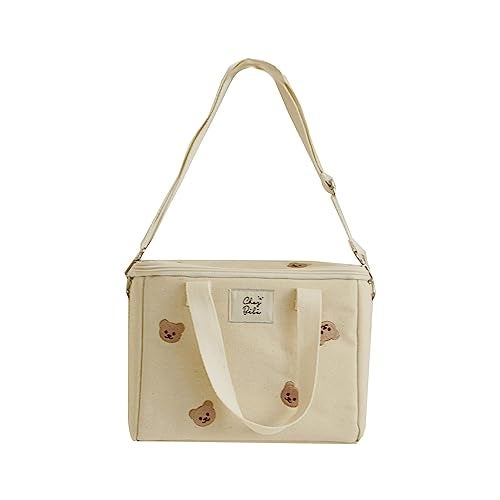 RICHTRUE Kawaii Lunch Bag for Girls Lunch Box Insulated Cute Lunch Bags for Women Insulated Lunch Box for Kids (Beige 2) - Image 1