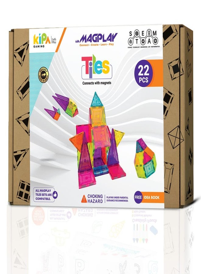 KIPA GAMING Magplay Magnetic Tiles 22 Pcs | Multi-Shape & Colour Magnetic Tiles | STEM Building Set for Kids 3+ | Creative Construction Learning Toy | Educational Game for Boys & Girls (Tiles 22) - Image 1