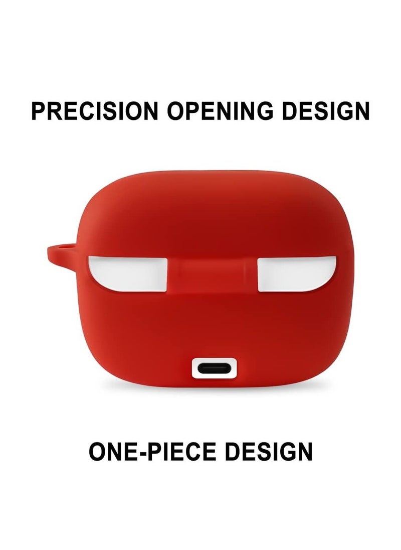 Generic - Silicone Carrying Case Compatible with JBL Tune 130NC TWS Portable Scratch Shock Resistant Cover with Carabiner (Red) - Image 1