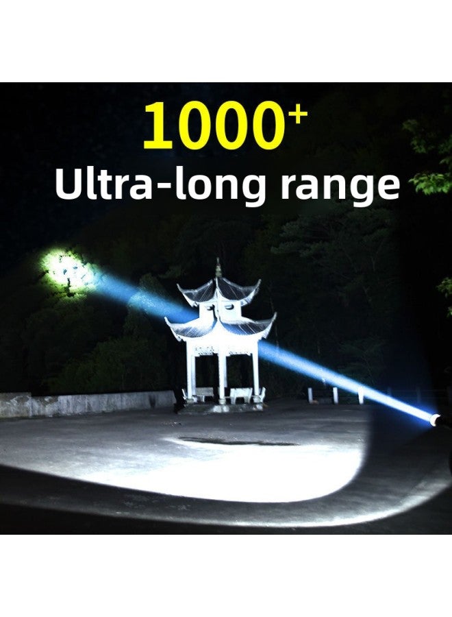 Searchlight Solar Rechargeable Flashlight Outdoor Lighting High-power Strong Light Portable Emergency Light-Color:Solar Portable Lamp Charging + Charger + Box  - Image 2