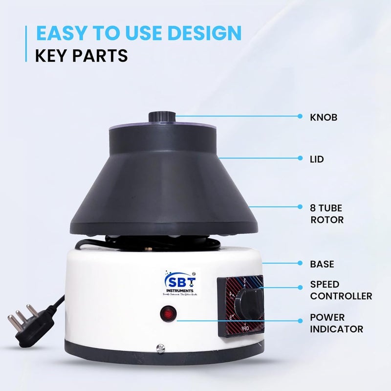 SBT INSTRUMENTS RG Medical Doctor laboratory Centrifuge Machine with Capacity of 8x15 ml Tube, 3500 RPM, Shocked-Free ABS Body - Image 3
