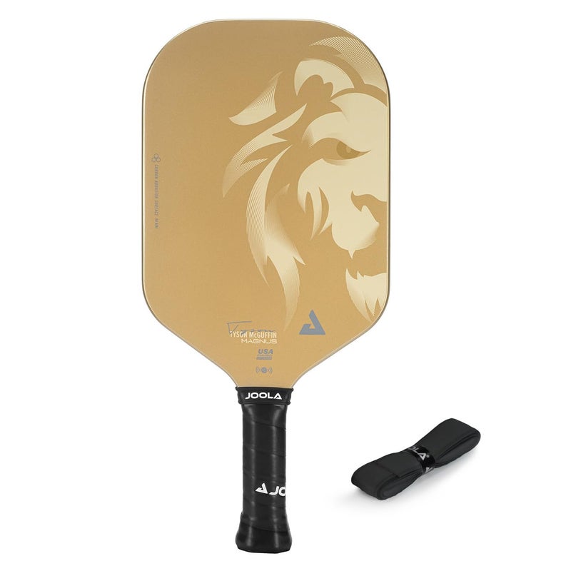 JOOLA Magnus CAS 14mm Pickleball Paddle - Gold Tyson McGuffin Lion Paddle - Edgeless Design & Short Handle - Lightweight Double Frame Carbon Fiber Core - Extra Long Length - Carbon Surface Adds Spin - Image 1