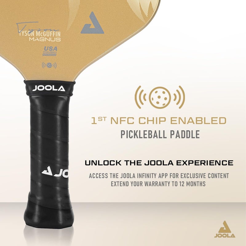 JOOLA Magnus CAS 14mm Pickleball Paddle - Gold Tyson McGuffin Lion Paddle - Edgeless Design & Short Handle - Lightweight Double Frame Carbon Fiber Core - Extra Long Length - Carbon Surface Adds Spin - Image 5