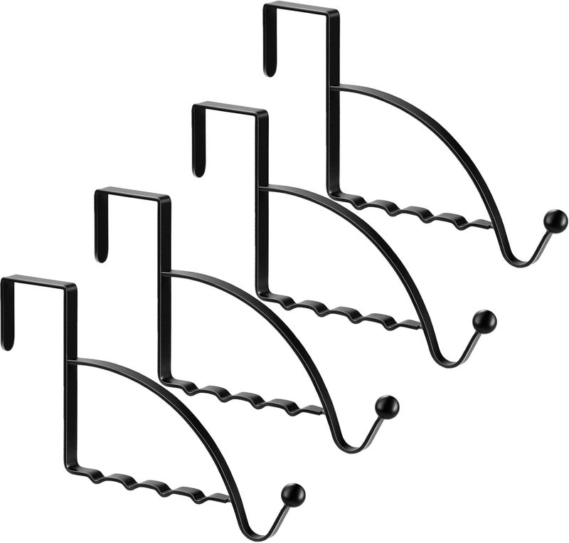 Hotop 4 Pieces Over The Door Hooks Hanger Multi Hanging Storage Organizers Valet Hooks for Coats Clothes Hoodies Hats Scarves Purses Keys Bath Towels Robes and More(Black) - Image 1