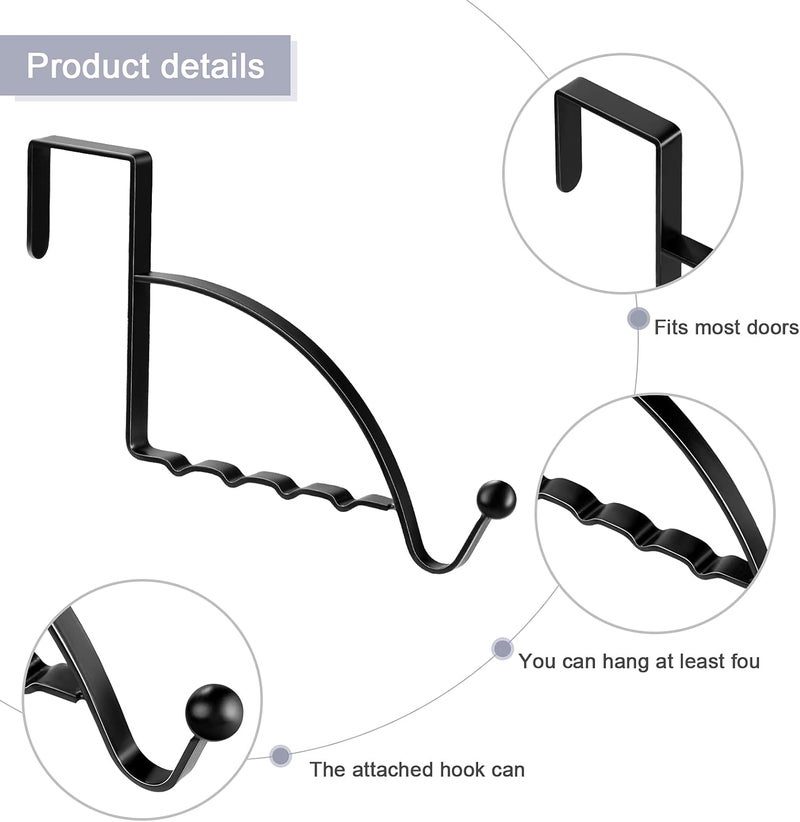 Hotop 4 Pieces Over The Door Hooks Hanger Multi Hanging Storage Organizers Valet Hooks for Coats Clothes Hoodies Hats Scarves Purses Keys Bath Towels Robes and More(Black) - Image 3