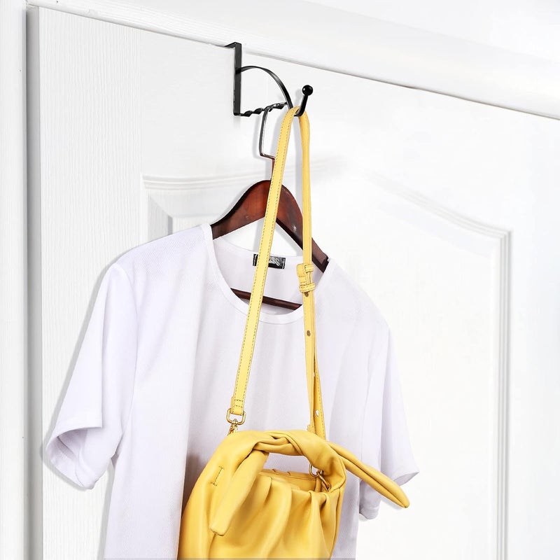 Hotop 4 Pieces Over The Door Hooks Hanger Multi Hanging Storage Organizers Valet Hooks for Coats Clothes Hoodies Hats Scarves Purses Keys Bath Towels Robes and More(Black) - Image 4