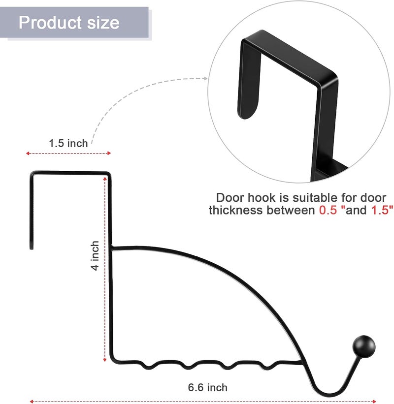 Hotop 4 Pieces Over The Door Hooks Hanger Multi Hanging Storage Organizers Valet Hooks for Coats Clothes Hoodies Hats Scarves Purses Keys Bath Towels Robes and More(Black) - Image 2
