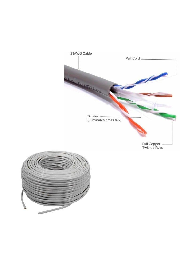 كابل إيثرنت UTP CAT6 بطول 100 متر – كابل قوي ومضفر لتوصيل الكاميرات والأجهزة