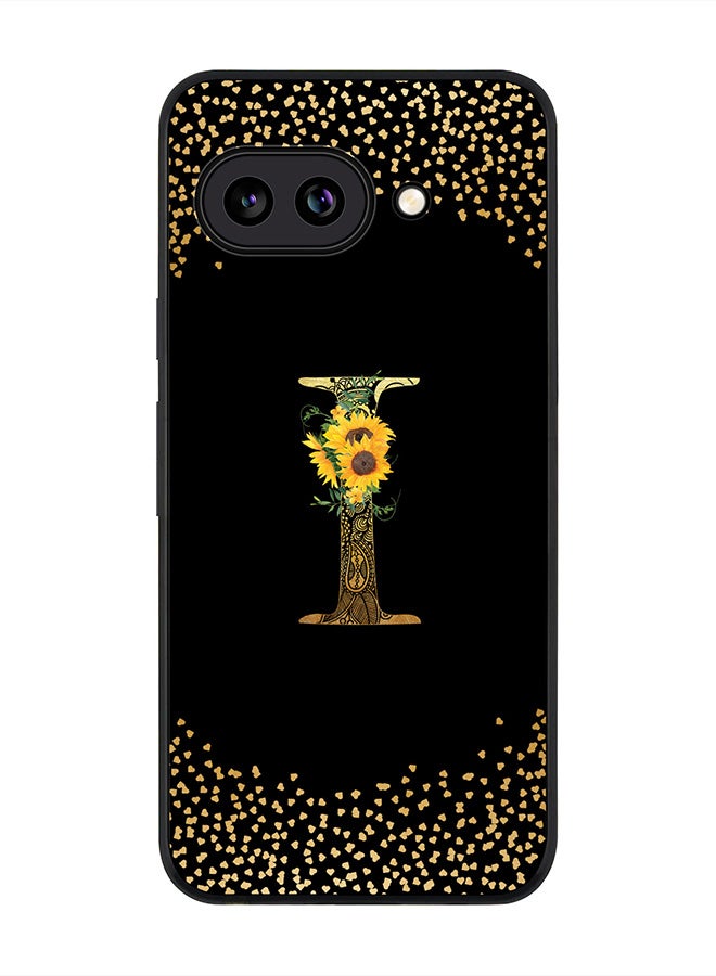 Stylizedd For Google Pixel 9a Case,Slim fit Camera Protection, Shockproof Thin Phone cover  - Custom Floral Monogram - I ( Black )