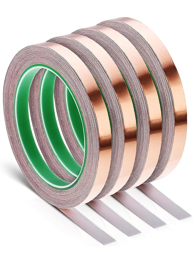 PROMASS promass Conductive Adhesive Copper Tape, 4 Pcs Conductive Copper Foil Tape, Conductive Copper Tape with Single-Sided for EMI Shielding,Slug Repellent,Paper Circuits,Electrical Repairs,Grounding  - Image 1