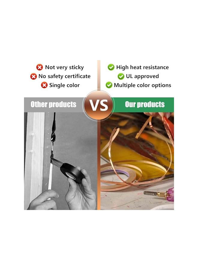 PROMASS promass Conductive Adhesive Copper Tape, 4 Pcs Conductive Copper Foil Tape, Conductive Copper Tape with Single-Sided for EMI Shielding,Slug Repellent,Paper Circuits,Electrical Repairs,Grounding  - Image 3