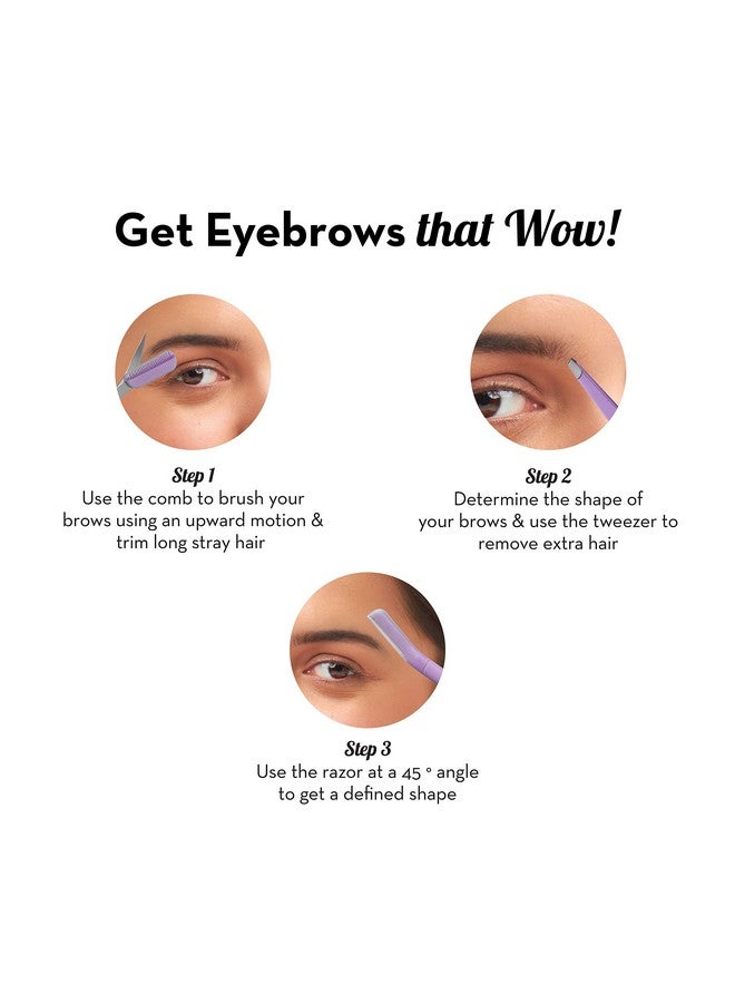 Plush 3In1 Professional Eyebrow Grooming Kit Eyebrow Razor Eyebrow Scissor Comb Tweezer For Instant & Painless Hair Removal At Home Or On The Go Precise & Safe Eyebrow Grooming Set - Image 4