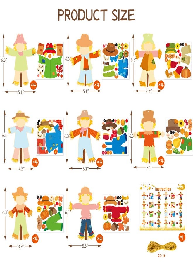 Fancy Land 32 Sets Fall Crafts for Kids Autumn Scarecrow Craft Kits Make Your Own Scarecrow Classroom Activities Home Activities Thanksgiving Party Favors - Image 2