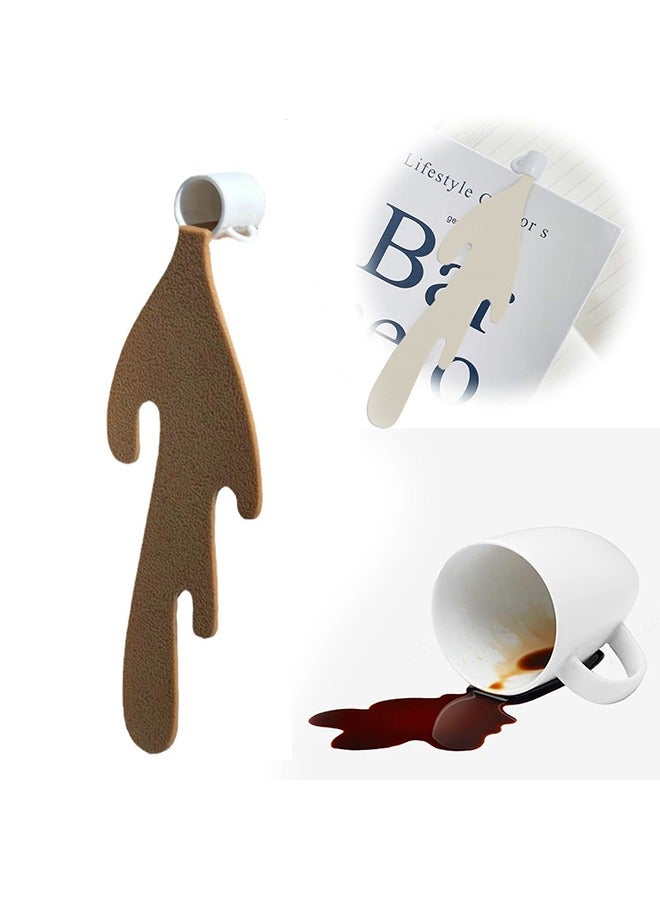Spilled Coffee Bookmark, Unique Bookmarks, Cute Funny Bookmarks for Book Lovers Gifts, Funny Spilled Coffee Bookmark 1PCS - Image 2