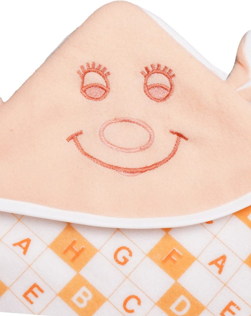 NAMAN Cartton Embroidered Newborn Hooded Blanket Cum Wrapper for Baby boy and Baby GirlOrange_Smile - Image 5