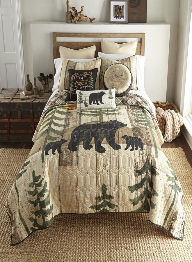 Donna Sharp Throw Pillow - Painted Bear Lodge Decorative Throw Pillow with Bear Pattern - Rectangle - Image 3