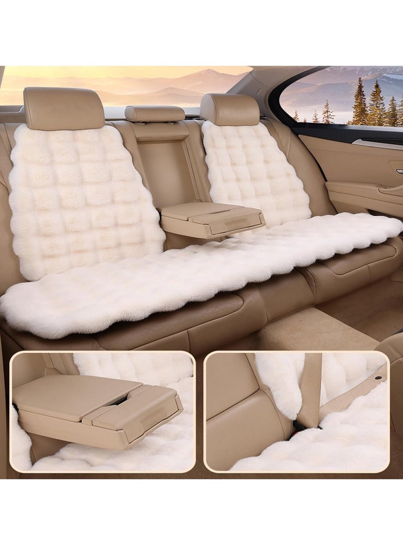 Luxury Car Seat Covers 9 PCs Set Breathable Non-Slip Soft Fluffy Faux Fur Car Seats Protector with Headrest Universal Fit for Front  Rear Seats (Black) - Image 3