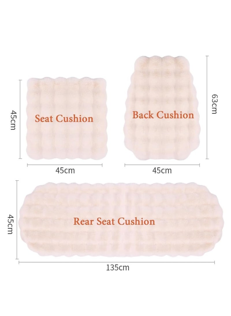 Luxury Car Seat Covers 9 PCs Set Breathable Non-Slip Soft Fluffy Faux Fur Car Seats Protector with Headrest Universal Fit for Front  Rear Seats (Black) - Image 4