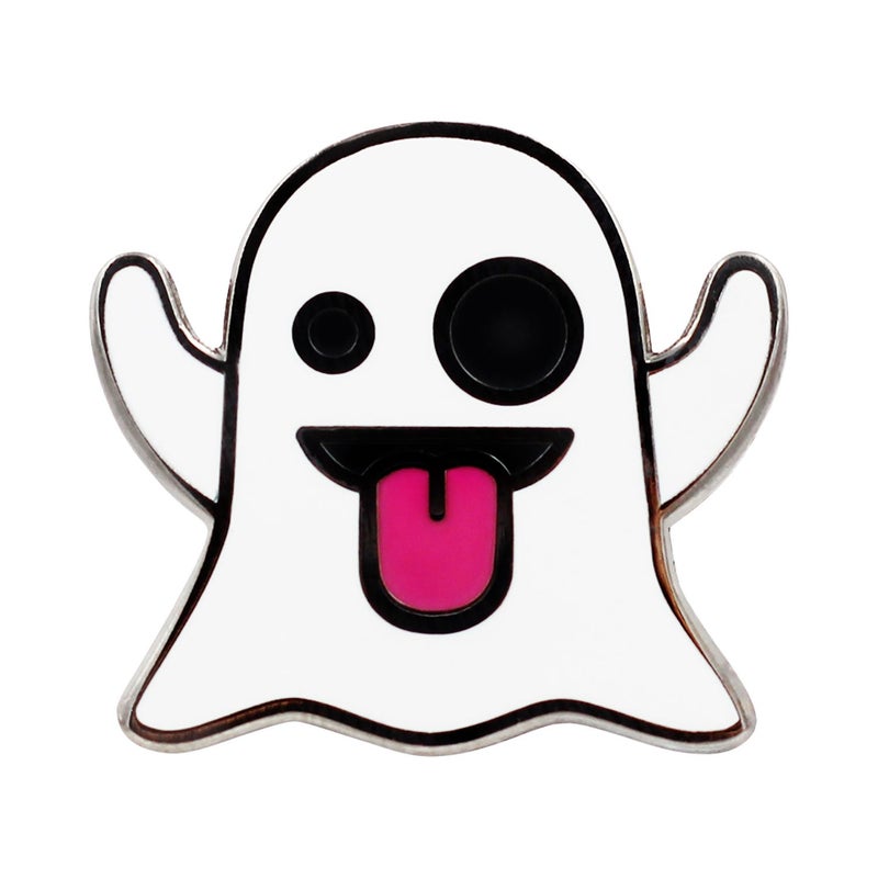 Real Sic Ghost Emoji Enamel Pin by Real Sic â€“ Halloween Pins Series - Cute Snapchat Ghost Emoji Pin for Backpacks, Jackets, Hats & Tops - Image 1