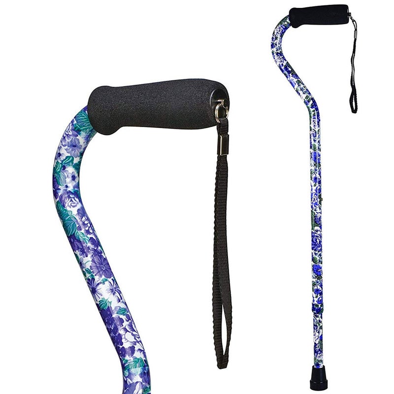 DMI Briggs Offset Foam Grip Offset Cane Purple Flowers 