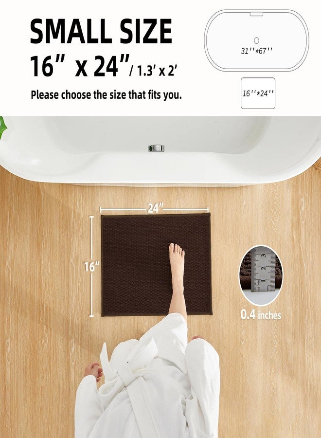 TYUU Bathroom Rugs Non Slip Washable, Super Absorbent Thin Bath Mat Small Quick Dry Low Pile Bathroom Rug, Brown 16"x24" - Image 2