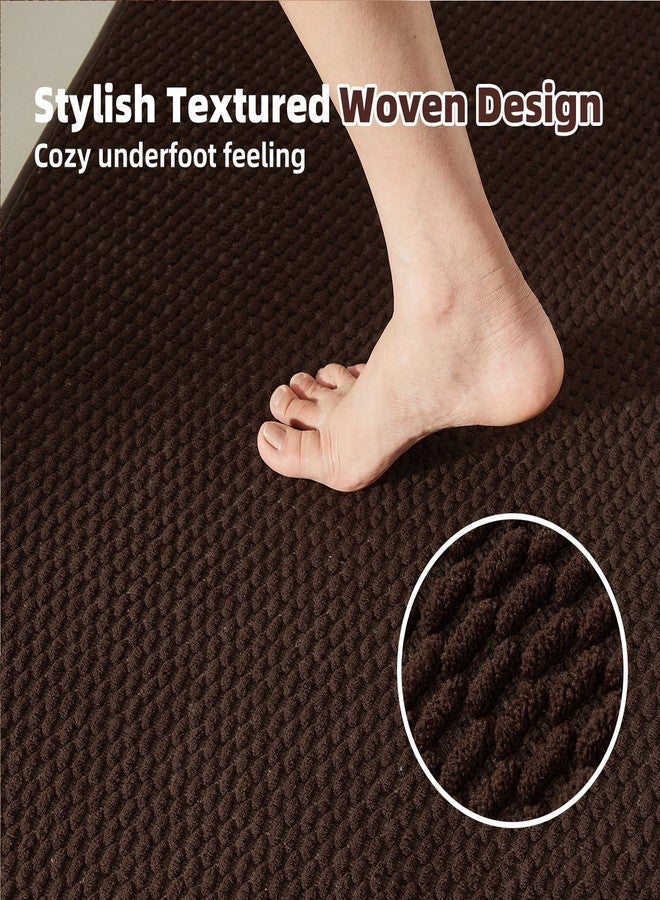TYUU Bathroom Rugs Non Slip Washable, Super Absorbent Thin Bath Mat Small Quick Dry Low Pile Bathroom Rug, Brown 16"x24" - Image 3
