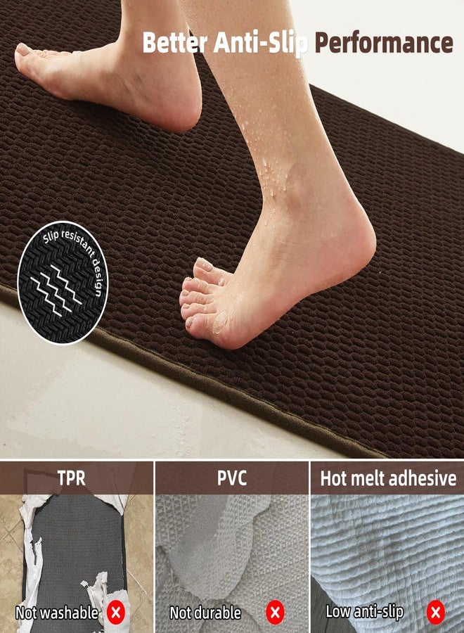 TYUU Bathroom Rugs Non Slip Washable, Super Absorbent Thin Bath Mat Small Quick Dry Low Pile Bathroom Rug, Brown 16"x24" - Image 4