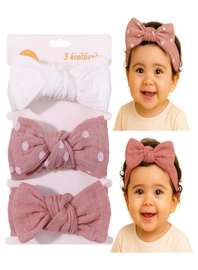 SYGA 3 Pcs Baby Headband Nylon Bow Soft Stretchable Hairband for Newborn Infant Toddler Kids For 0-3 Year (Type-I, Free Size) - Image 1